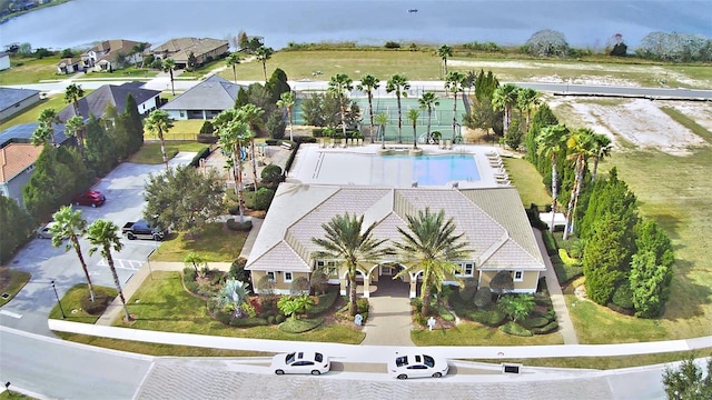 aerial view with a residential view