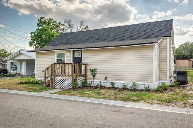 view of front of home with central air condition unit