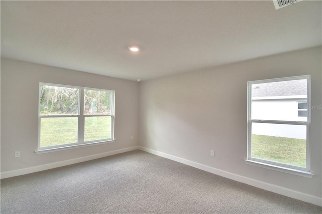 carpeted spare room with a healthy amount of sunlight