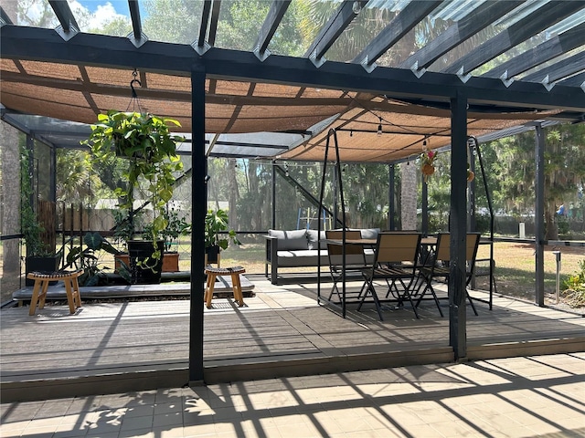 view of patio / terrace with a pergola and a deck