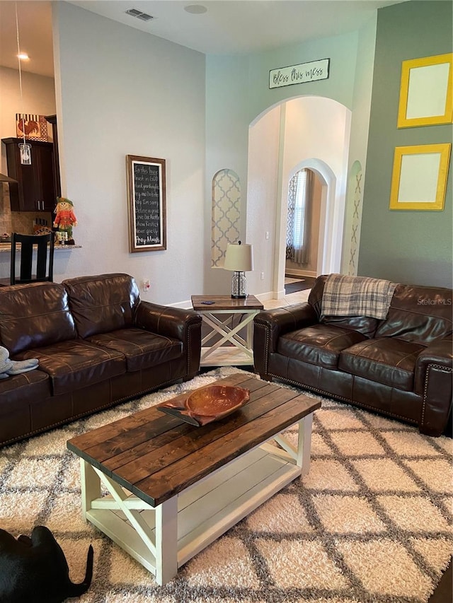 living room with carpet floors