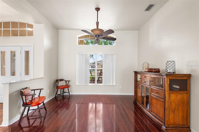23338 Duchess Ave, Port Charlotte, FL 33954 - sitting room featuring ceiling fan and dark wood-type flooring