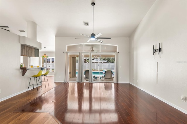 23338 Duchess Ave, Port Charlotte, FL 33954 - living area featuring a ceiling fan and dark wood finished floors
