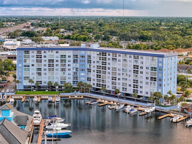 exterior space with a water view