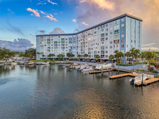 view of water feature featuring a boat dock