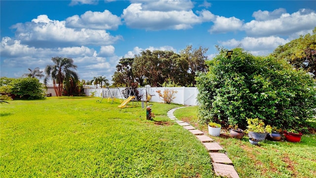 view of yard featuring a playground