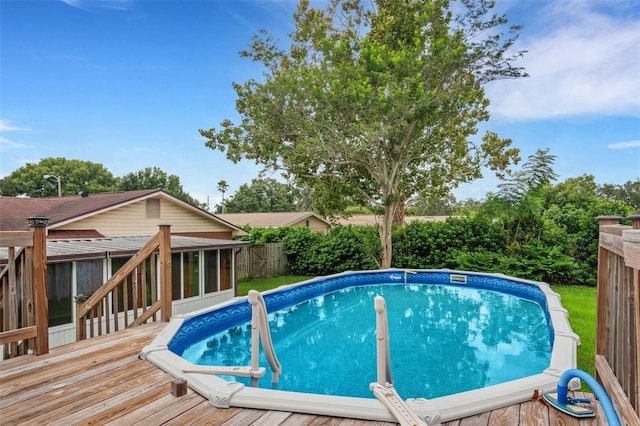 view of pool featuring a deck