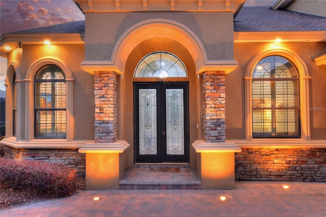 entrance to property with french doors