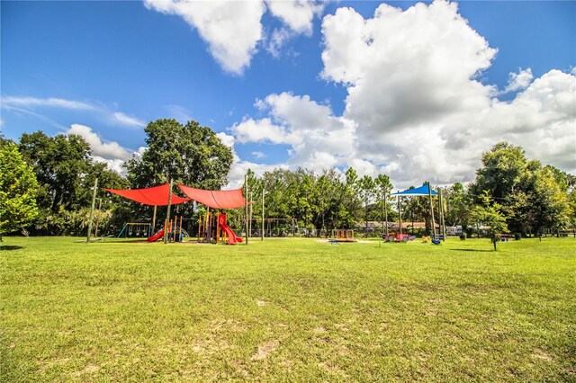 view of yard with a playground