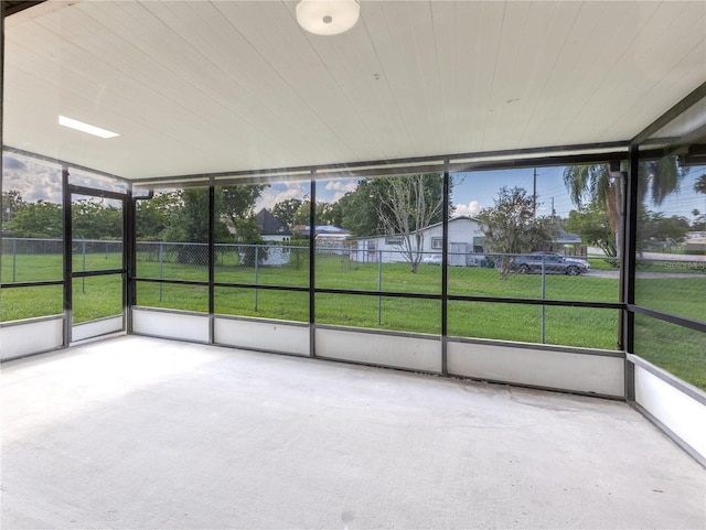 view of unfurnished sunroom