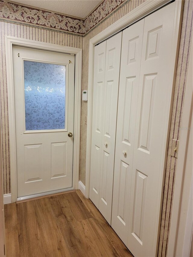 doorway featuring hardwood / wood-style flooring