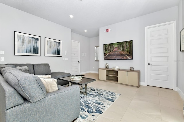 view of tiled living room