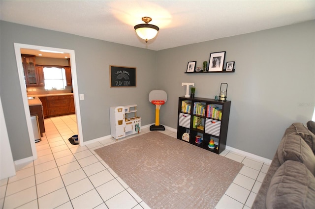 interior space with light tile patterned floors