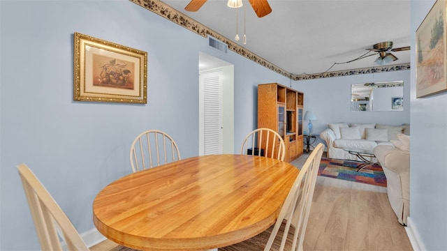 1600 W Lake Parker Dr Unit A2, Lakeland, FL 33805 - dining area with a ceiling fan, light wood finished floors, and visible vents