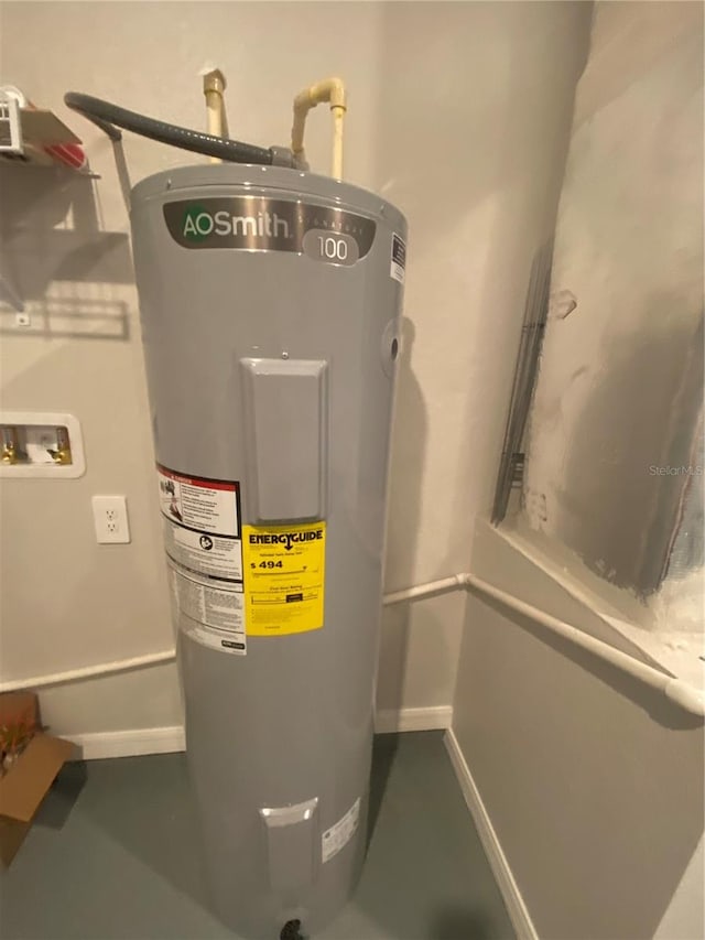 utility room with water heater