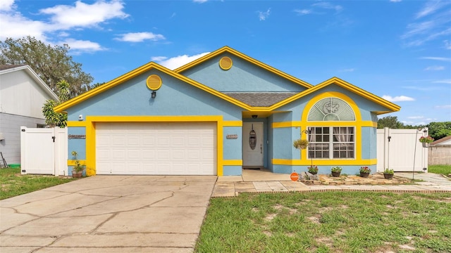 single story home with a garage