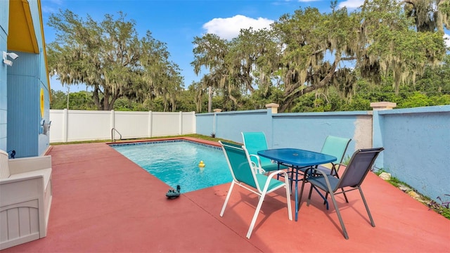 view of swimming pool featuring a patio