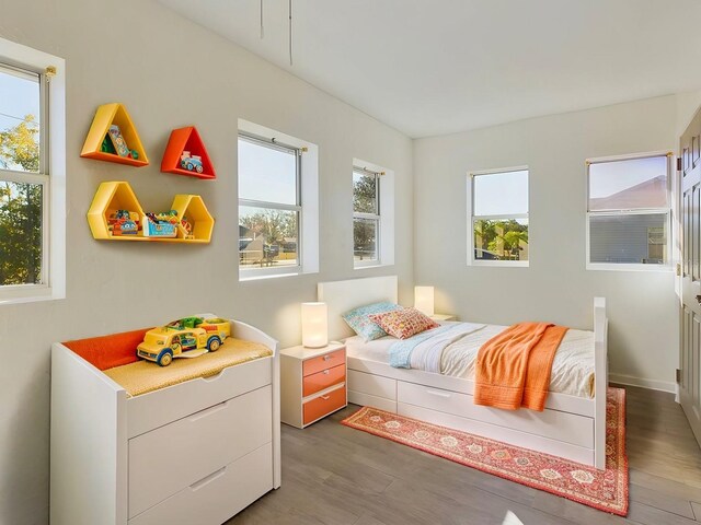 bedroom featuring dark hardwood / wood-style floors