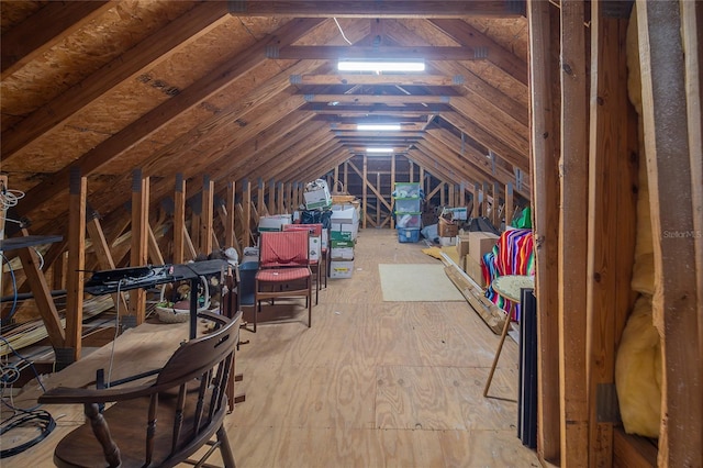 view of unfinished attic