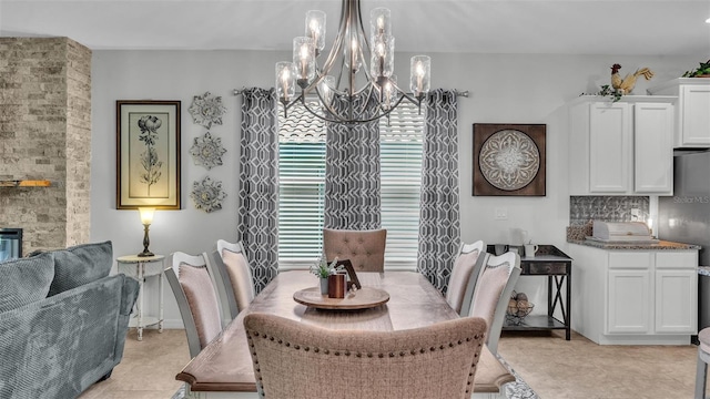 dining room with light tile patterned flooring