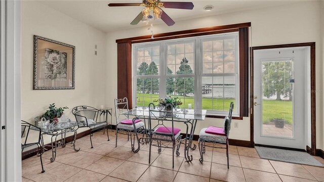 7884 N Lake Buffum Shores Rd, Fort Meade, FL 33841 - tiled dining room featuring ceiling fan
