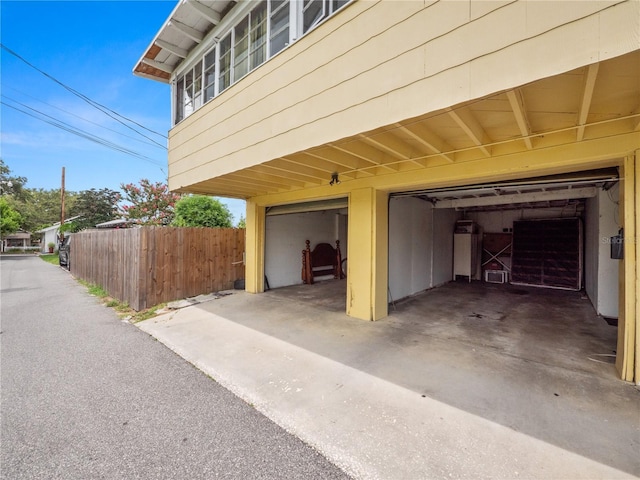 view of garage