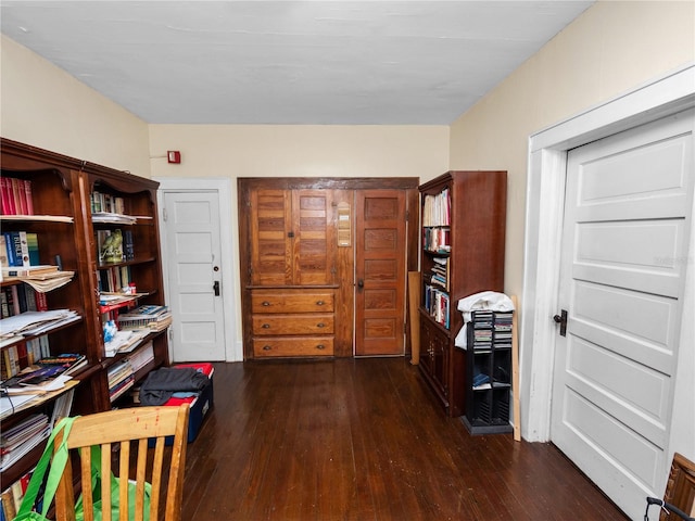 interior space with dark wood-type flooring