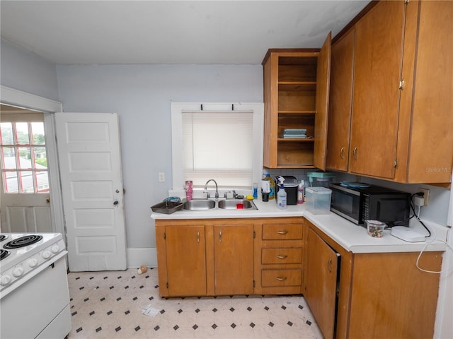 kitchen with electric stove and sink