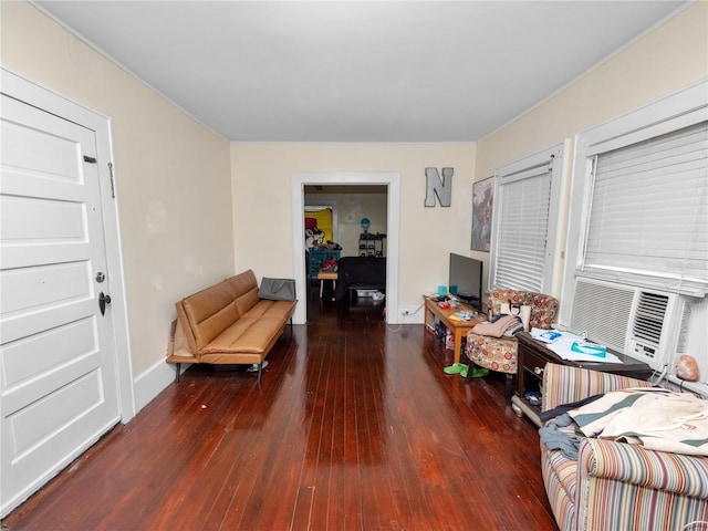 sitting room featuring dark hardwood / wood-style flooring