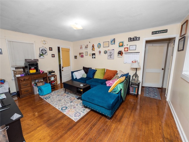 living room featuring dark hardwood / wood-style flooring
