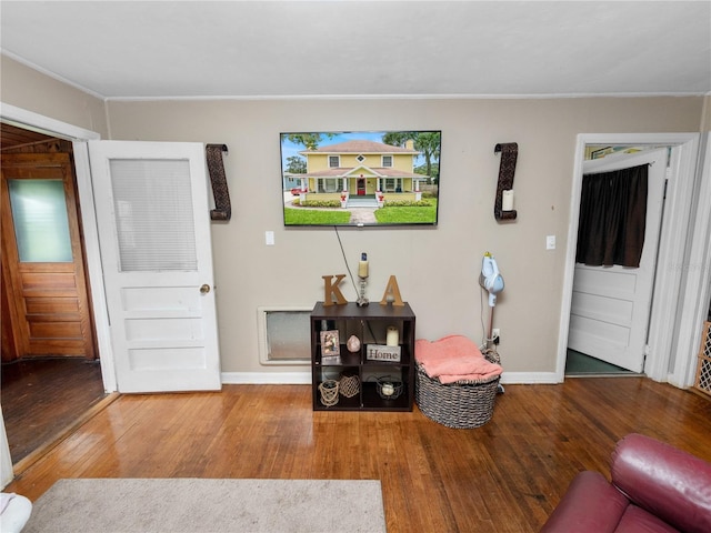 living room with hardwood / wood-style flooring