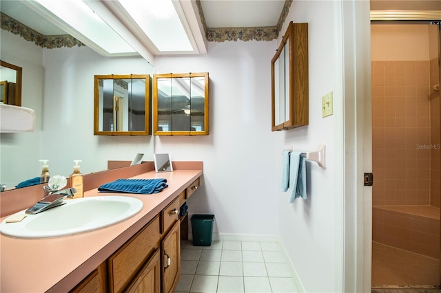 bathroom featuring vanity and tile patterned flooring