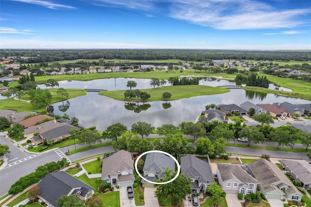 bird's eye view featuring a water view