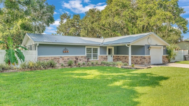 ranch-style house with a front lawn