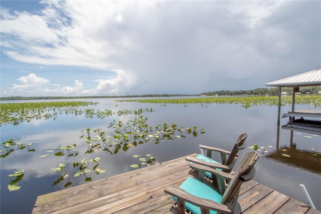 dock area featuring a water view