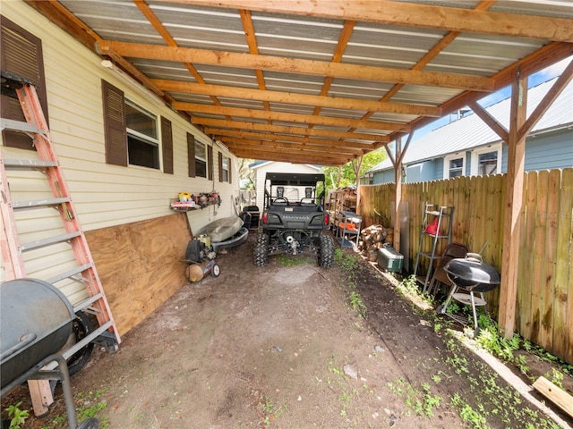 view of patio featuring a carport