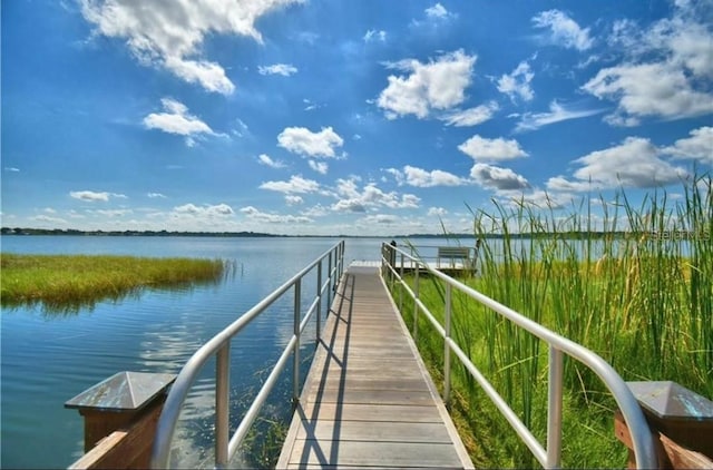 dock area featuring a water view