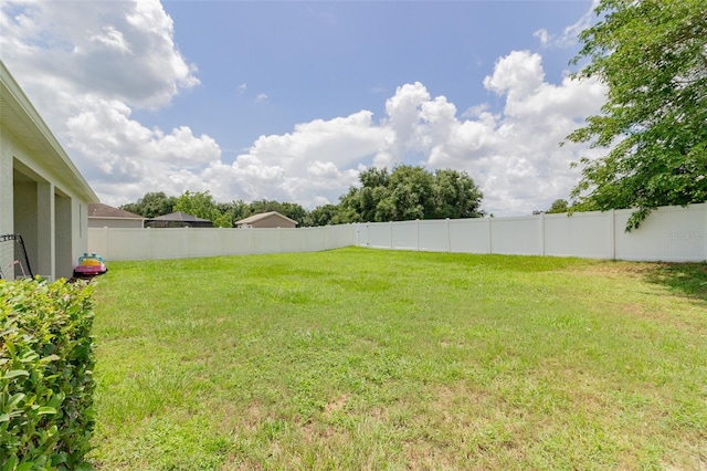 view of yard featuring a fenced backyard