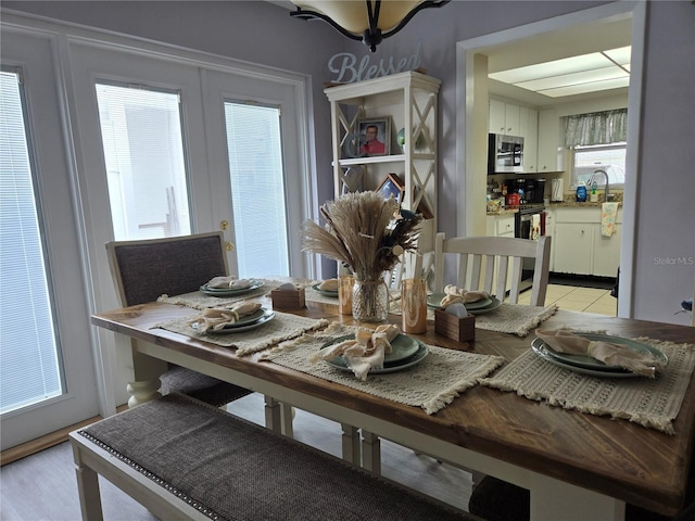 dining area with french doors