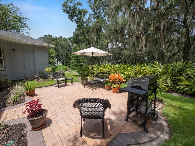 view of patio / terrace with a grill