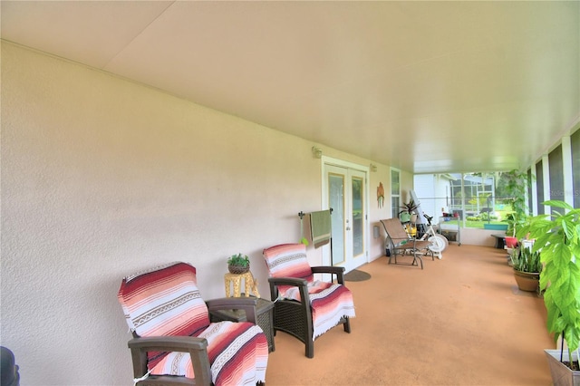 view of patio featuring french doors