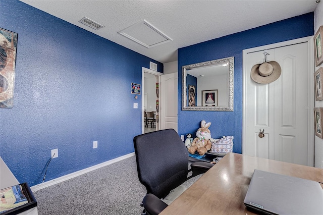 view of carpeted home office