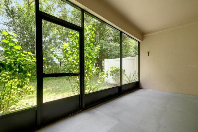 view of unfurnished sunroom