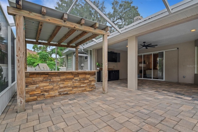 view of patio / terrace with ceiling fan