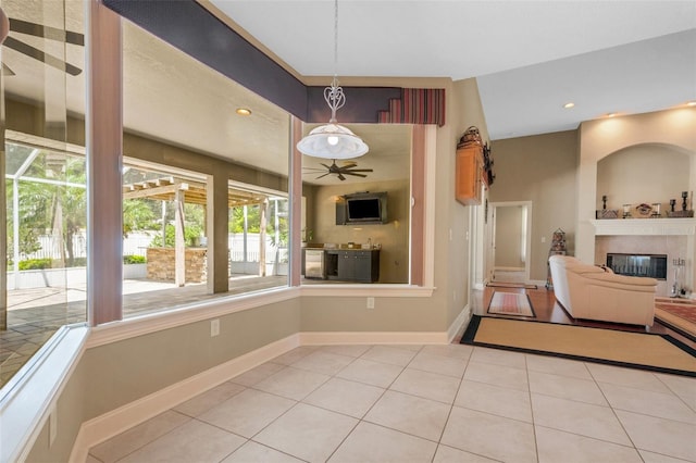 interior space with a fireplace