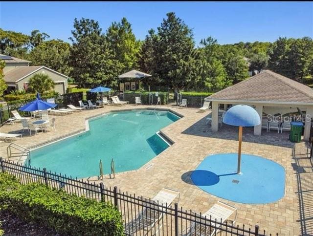 view of pool featuring a patio