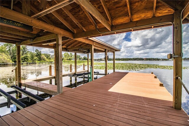 view of dock featuring a water view