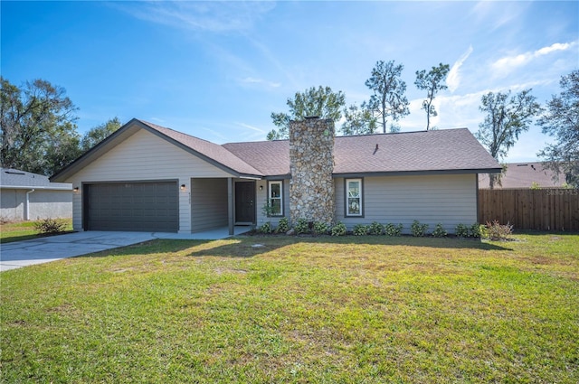 4500 Old Colony Rd, Mulberry, FL 33860 - ranch-style house featuring a garage, driveway, and a chimney