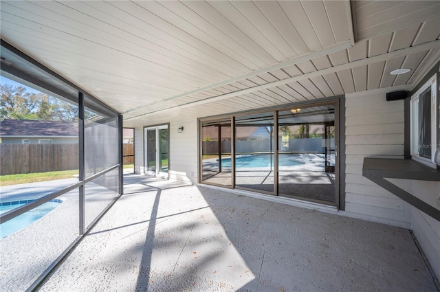 view of unfurnished sunroom