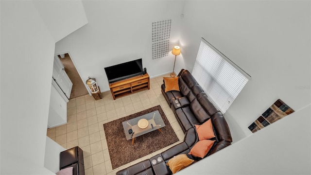 view of tiled living area